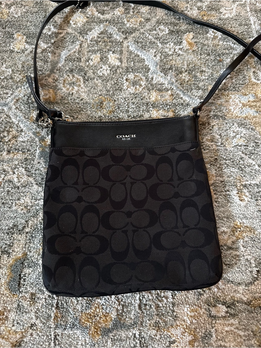 Coach Black Signature Jacquard Crossbody Messenger